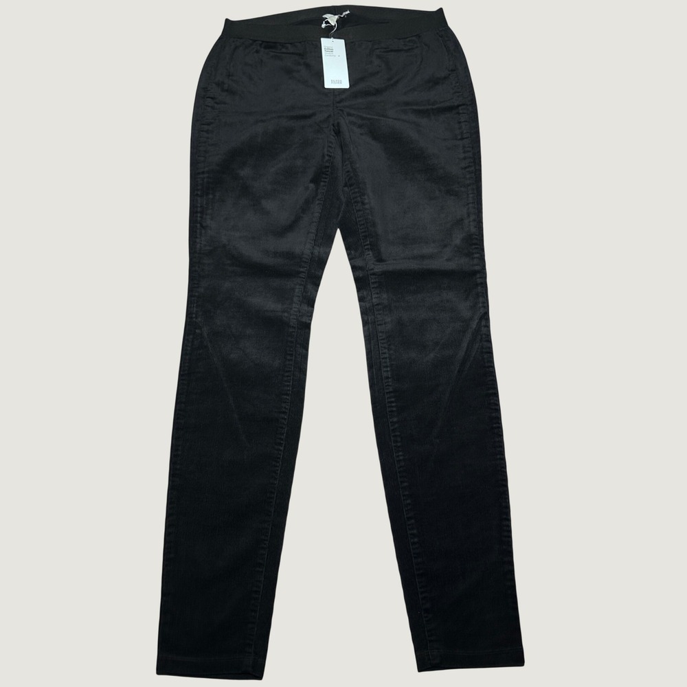 NEW Eileen Fisher Leggings Women XS Organic Cotton Tencel Stretch Corduroy Black